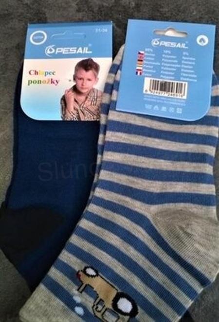Chlapecké zdravotní ponožky s vysokým obsahem bavlny vel.27-30 šedé pruhované velikost 27 - 30 (W163)