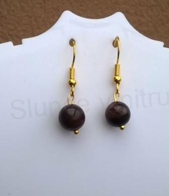 Minerální náušnice byčí oko pozlacené 8,4 x 8,4 mm (X1301)