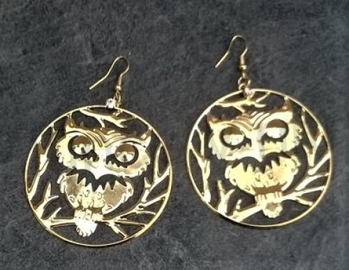 Visací náušnice Sova, sovička s čirým kamínkem (BB716)