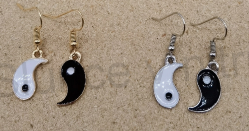 Visací náušnice Jina a Jang kapka, slza (BB719)