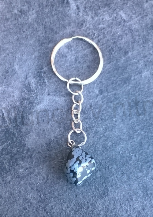 Přívěsek na klíče - minerální obsidián vločkový (X1428)