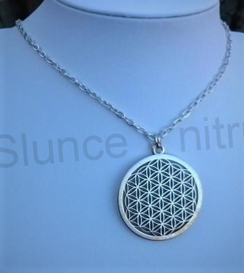 Náhrdelník s příveškem mandala postříbřeno (BD633)