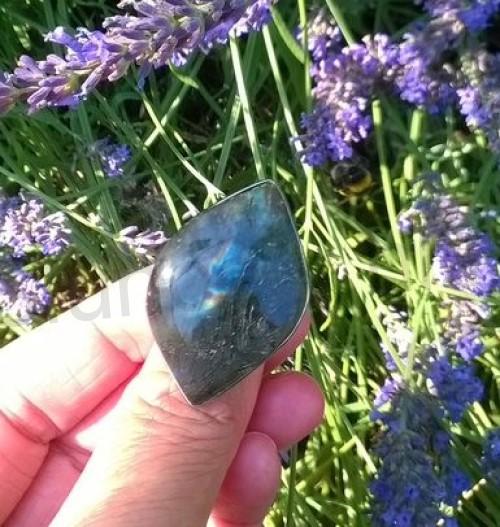 Nastavitelný minerální prsten labradorit (X1452)