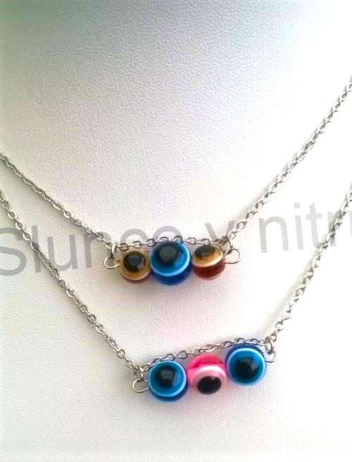 Řetízkový náhrdelník s příveškem oka, Hamsa (BD649)