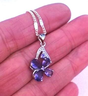 Náhrdelník ametyst kytička se zirkony (X1474)