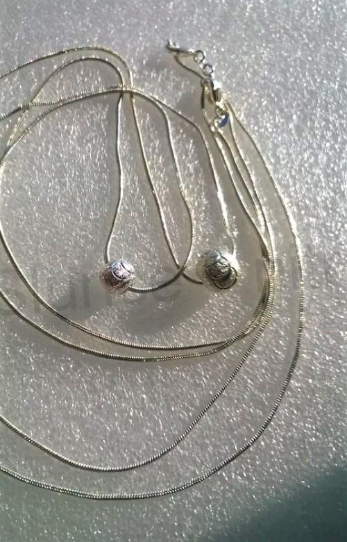 Postříbřený náhrdelník s postříbřenou kuličkou (BD657)