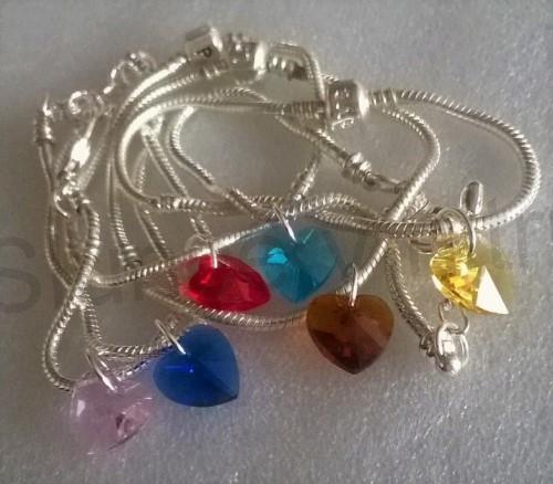 Pandora náramek swarovski elements růžové srdce (BC557)