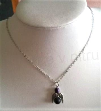 Minerální náhrdelník Anděl – achát fialový (X1500)