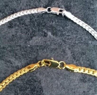 Pozlacený, postříbřený hadí řetízek - 3,9 mm, 52 cm (Y13)