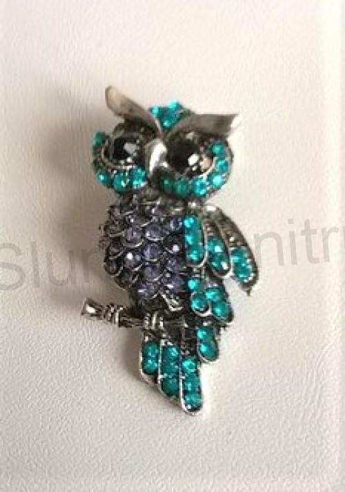 Brož s křišťálovými kamínky Sova (HB113)