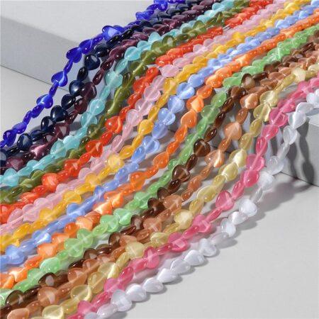 Minerální korálek kočičí oko 8 x 8 mm růžový (X1550)