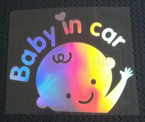 Samolepky na auto Dítě v autě 3D duhové (E692)