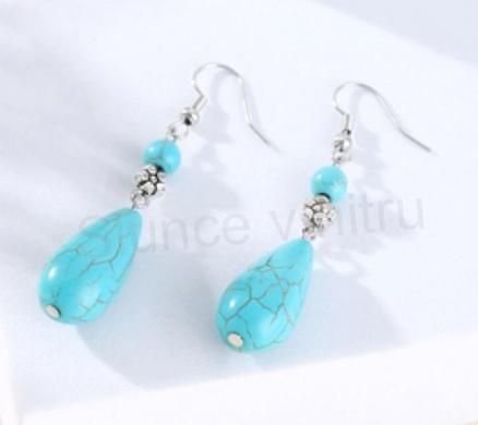 Mineralní tyrkenitové náušnice slza (X1559)