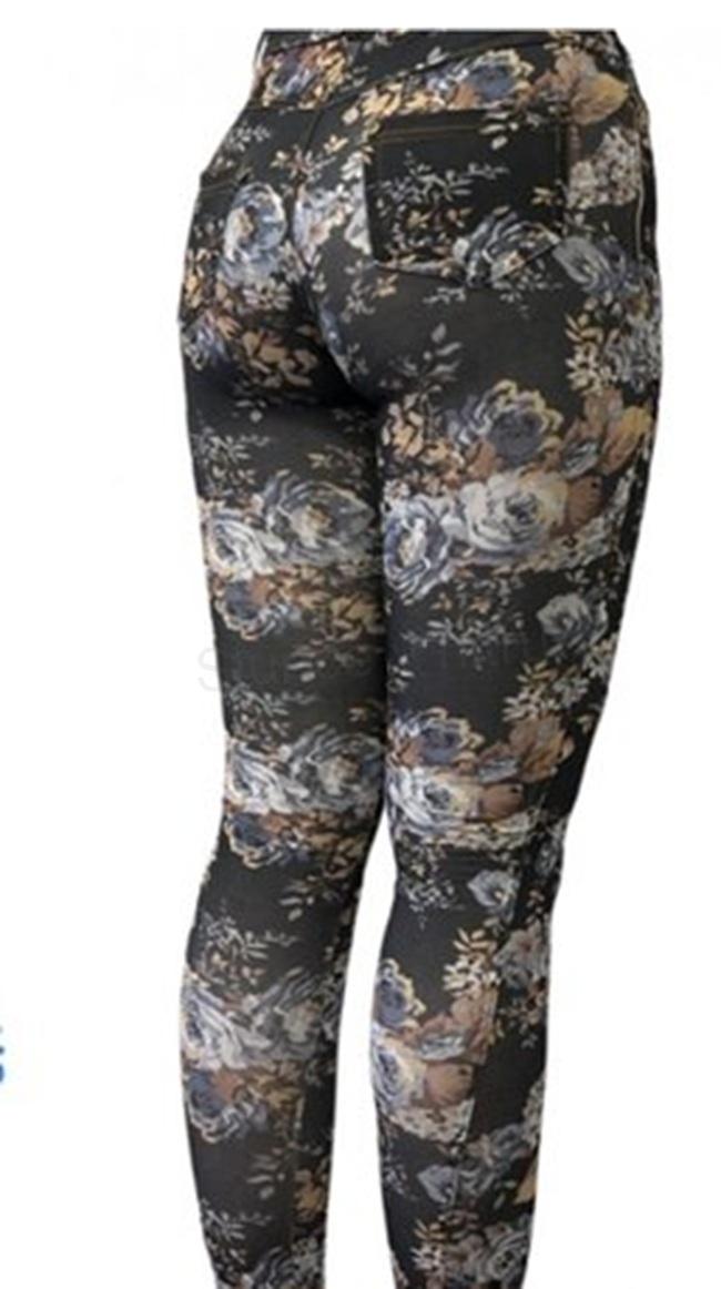 Dámské černé barevné elastické legíny XL/2XL (K190)