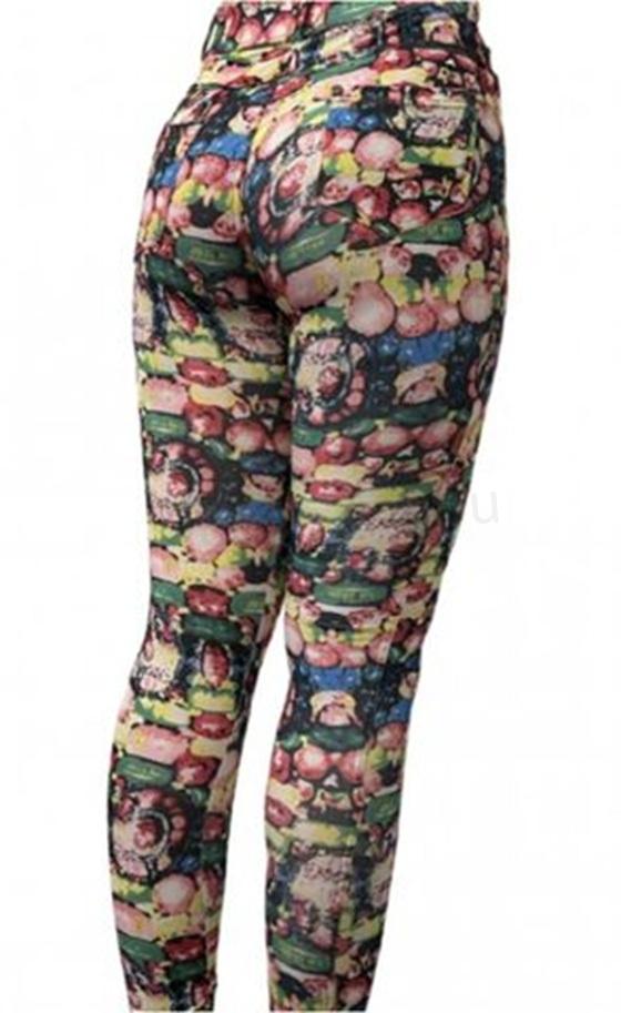 Dámské růžové barevné elastické legíny M/L (K193)