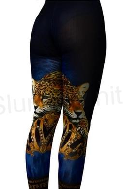 Dámské černé elastické legíny Leopard M/L (K195)