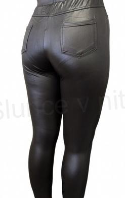 Dámské černé kožené elastické legíny se zipy M/L (K200)