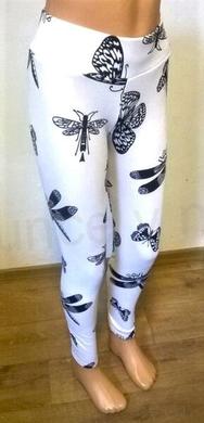 Dámské legíny bílé s motýly – M/L a XL/2XL (K221)