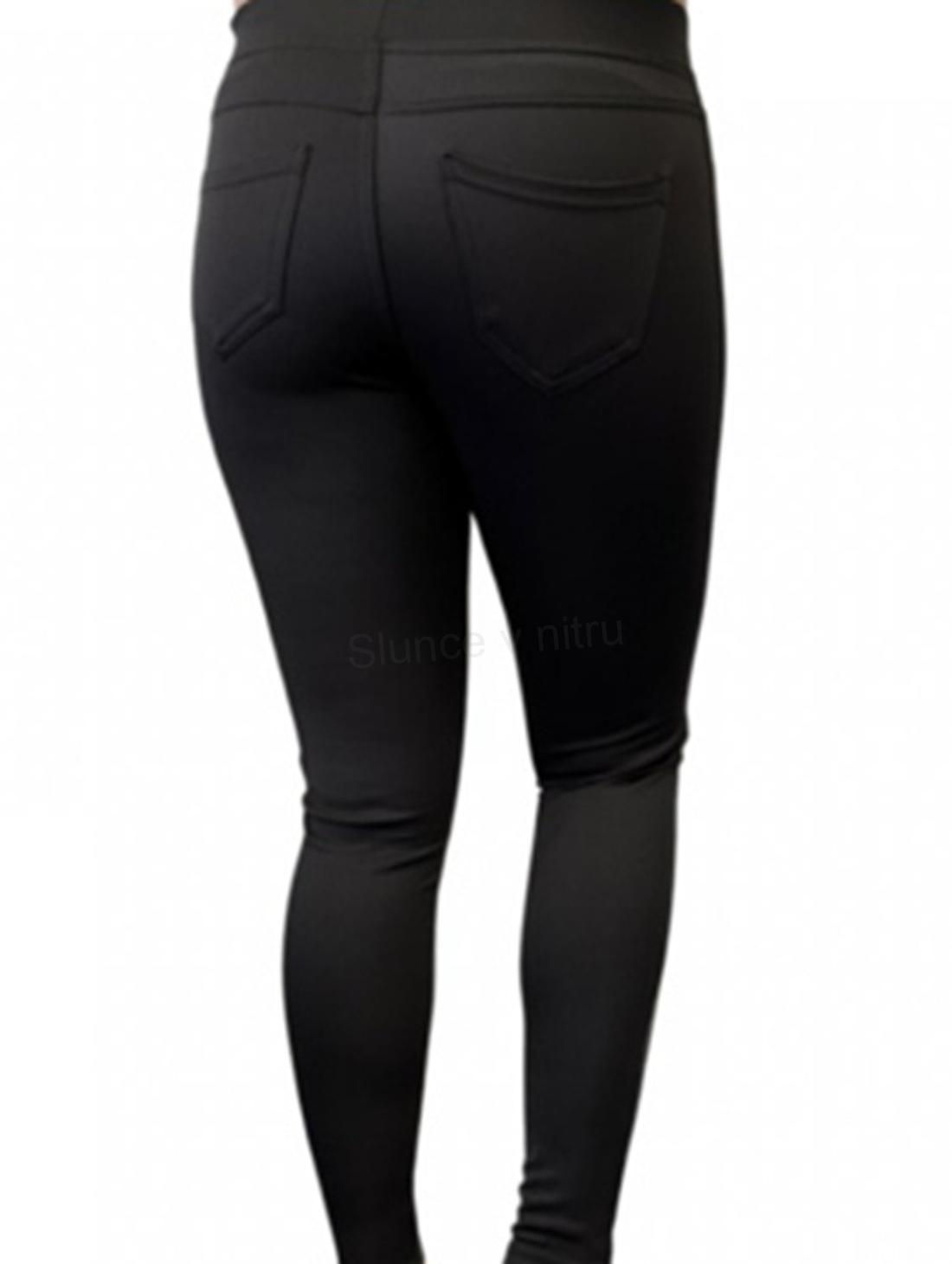 Dámské černé kožené elastické legíny M/L (K227)