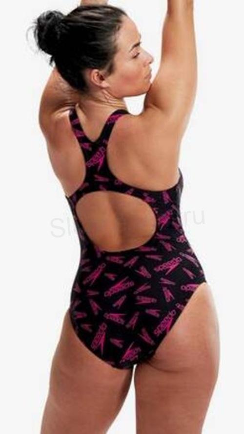 Sportovní dámské jednodílné plavky Speedo 3XL černo‑růžové (K248)