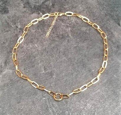 Řetízek na krk z nerez oceli zlatý 42 cm (Y15)