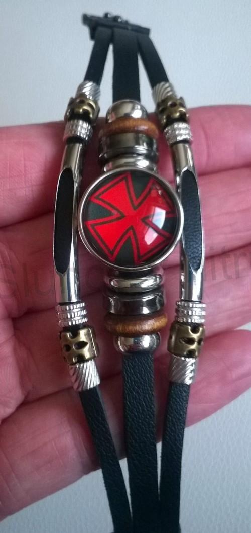 Kožený templářský náramek (BC561)