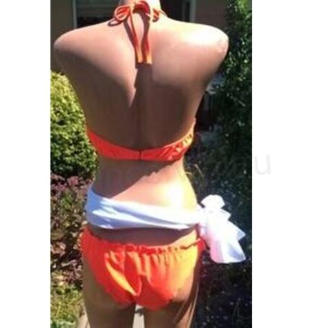 Dámské dvoudílné plavky oranžové 2XL (K340)