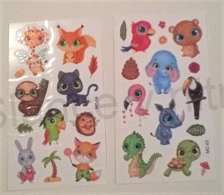 Voděodolné, dočasné tetovaní třpytivé Zviřátka číslo 10 (E812)