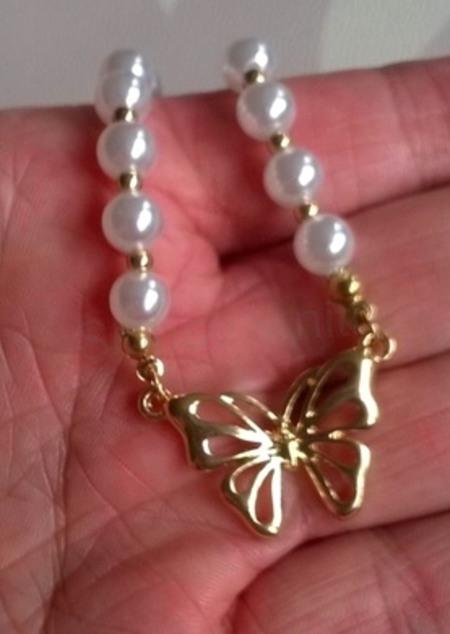 Náhrdelník choker korálkový s motýlem (BD728)