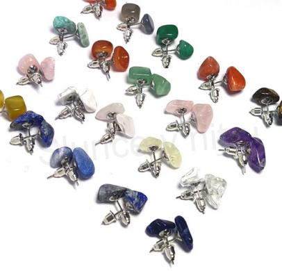 Minerální achát puzetové náušnice (X1708)