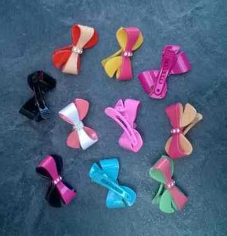 Spona mašle s kamínky do vlasů - se zoubky Krémová růžová (H470)