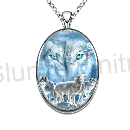 Nerezový náhrdelník s přívěškem vlk, vlků (BD773)