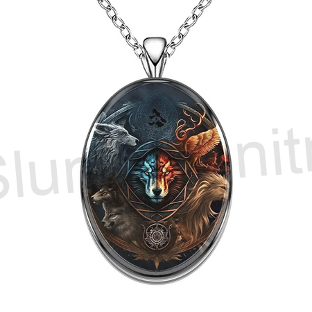 Nerezový náhrdelník s přívěškem vlk, vlků (BD783)