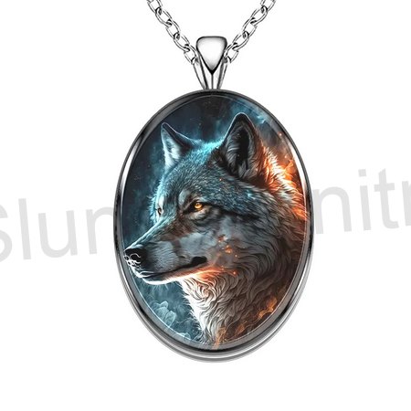 Nerezový náhrdelník s přívěškem vlk (BD787)