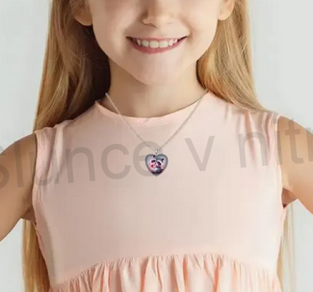 Nerezový náhrdelník s přívěskem srdce medvídek mýval (BD810)