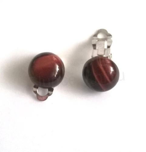 Minerální náušnice klipsy byčí oko (X1722)