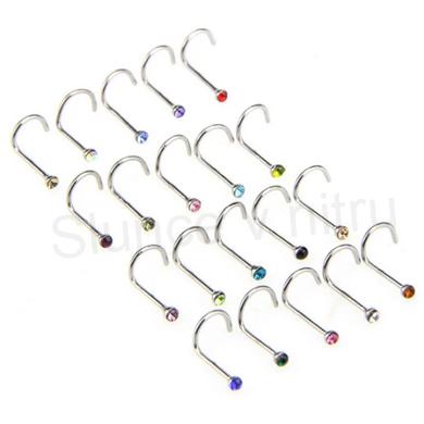 Piercing do nosu nerezová ocel 9,5 mm červený (BB769)