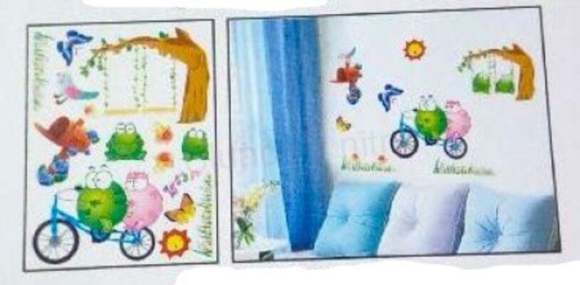 3D Dětská Samolepicí tapeta, dekorace žabka (E875)