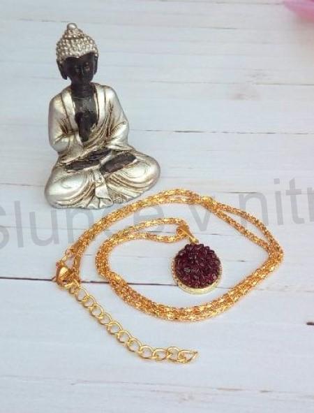 Náhrdelník Granát z nerez oceli srdce, ovál (X1744)