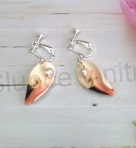 Visací náušnice klipsny mořské plody pravá mušle pravá perla 3 barvy (X1762)