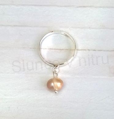 Nastavitelný minerální prsten s pravou perlou (X1763)