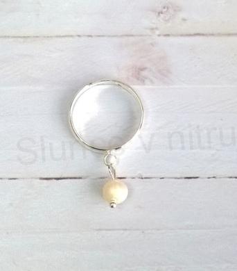 Nastavitelný minerální prsten s pravou perlou (X1764)