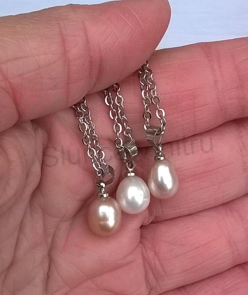 Nerezový náhrdelník přívěsek s perlou (BD829)