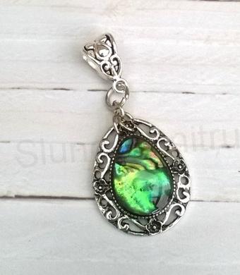 Minerální přívěšek pandora přírodní mušle Paua kapka (X1782)