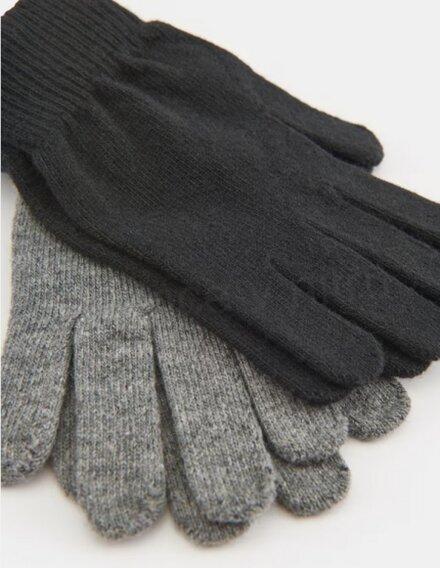 Pletené jednobarevné prstové rukavice hnědé (K381)