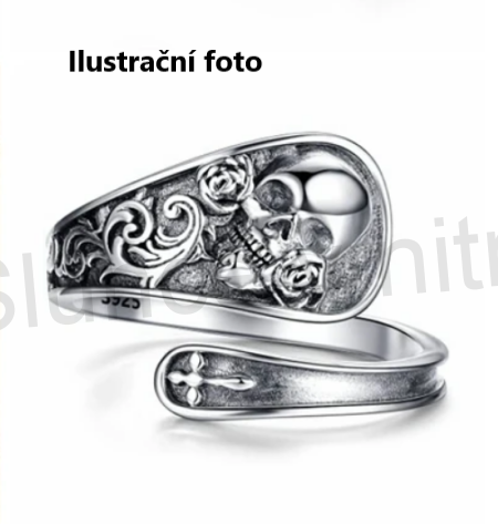 Otevřený zdobený prsten Lebka, skull (BP417)