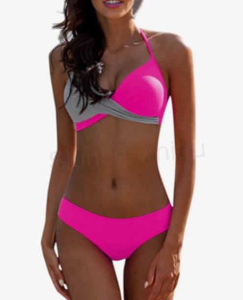 Dámské dvoudílné plavky Generic – růžové (M / EU 38) (K389)