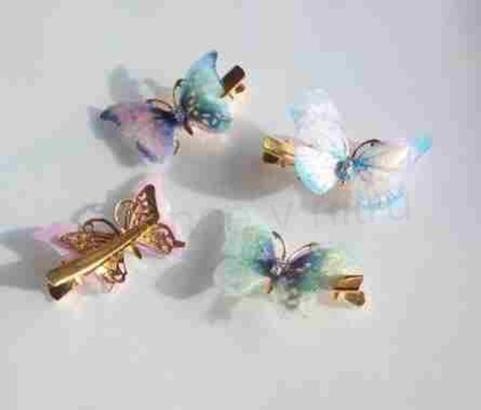  Vlasová spona, vlásenka do vlasů motýl růžový (H544)