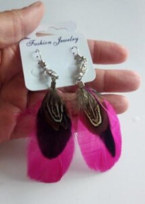 Dlouhé etnické náušnice Bohemia - Peříčkové s ozdobou (BB787)