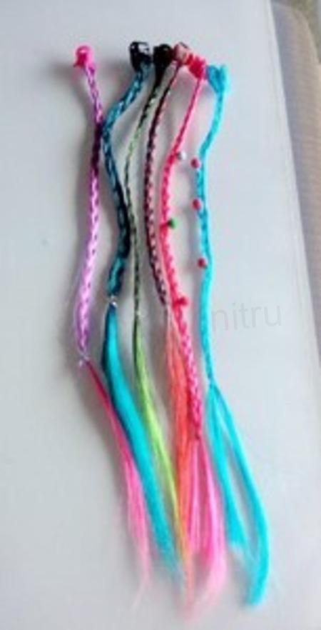 Barevný pramen vlasů, copánek na skřipci délka 32 cm Modro černá (H546)